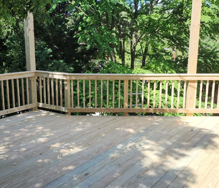 newly built wooden deck