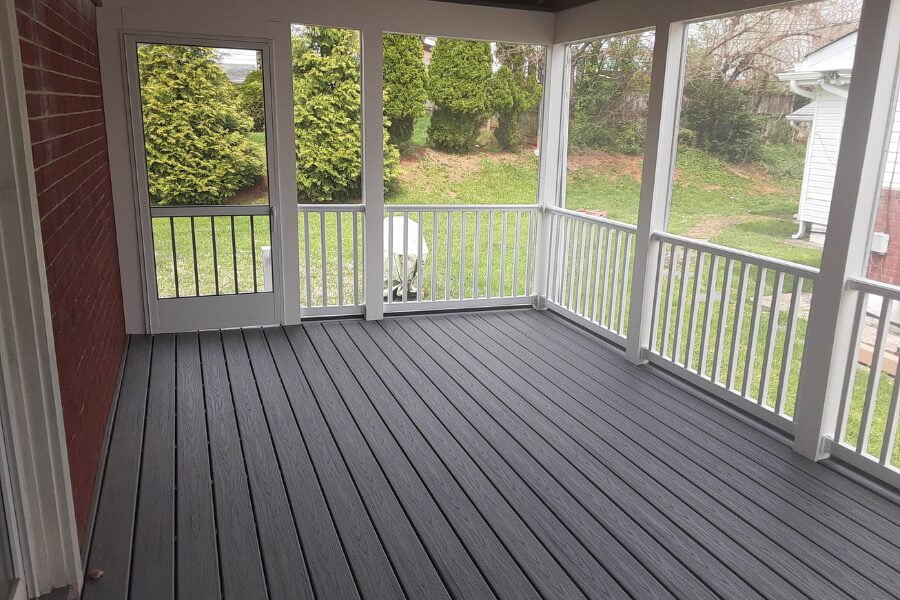 interior of a completed screened porch by Mount Joy Company